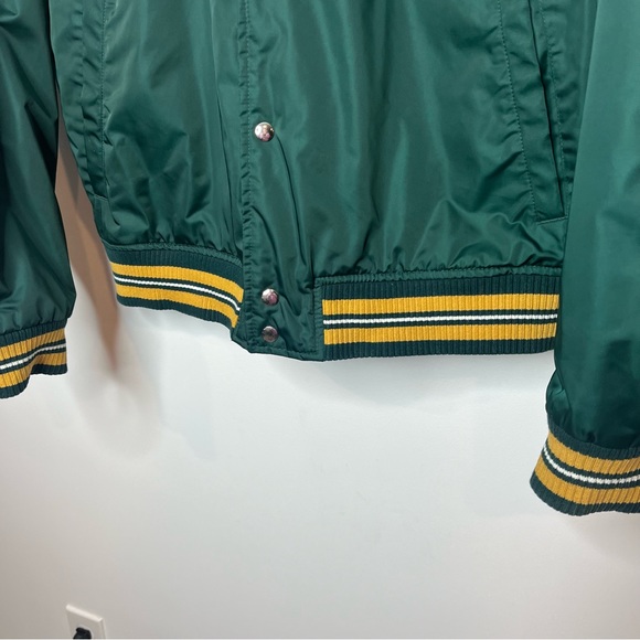 Abercrombie & Fitch Men's Medium Green Varsity Style Bomber Jacket Team Colors - Picture 7 of 11